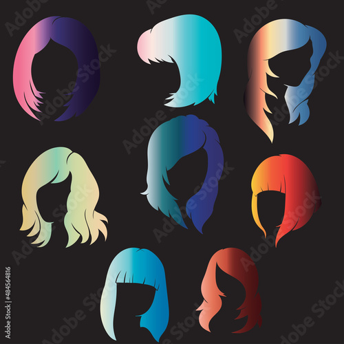 Hair colored styles silloute  photo