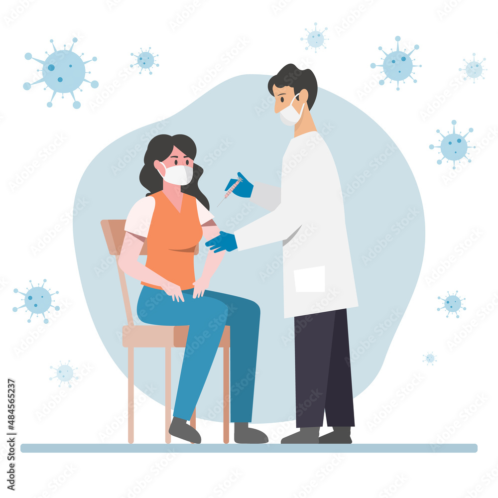 People vaccination concept . Covid-19. Doctor makes an injection vaccine to woman People vaccination concept . Covid-19. Doctor makes an injection vaccine to woman
