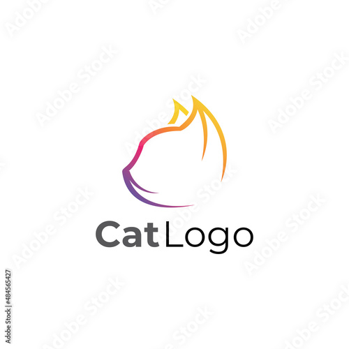silhouette body part stand cat logo.