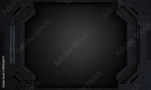 Fototapeta Naklejka Na Ścianę i Meble -  Futuristic metal frame, Sci-Fi Background, High technology concept. 3D illustration