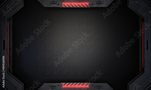 Fototapeta Naklejka Na Ścianę i Meble -  Futuristic metal frame, Sci-Fi Background, High technology concept. 3D illustration