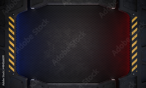 Fototapeta Naklejka Na Ścianę i Meble -  Futuristic metal frame, Sci-Fi Background, High technology concept. 3D illustration