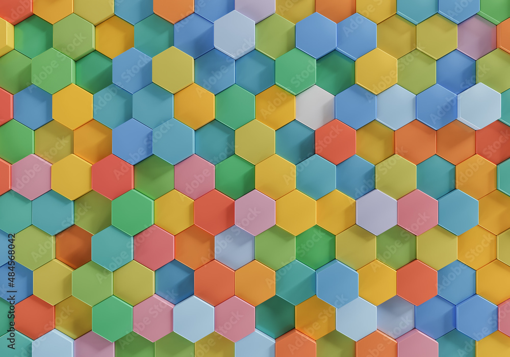 Abstract colorful of futuristic surface hexagon pattern background. 3d illustration. Abstract colorful of futuristic surface hexagon pattern background. 3d illustration.