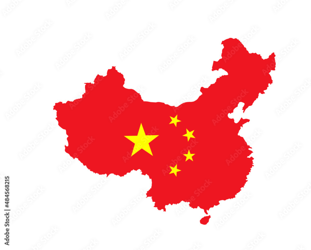 Naklejka premium People's Republic of China map with flag