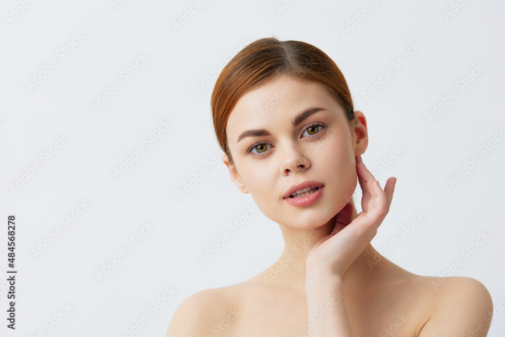 woman smiling woman bare shoulders clean skin charm Model close-up Lifestyle woman smiling woman bare shoulders clean skin charm Model close-up Lifestyle