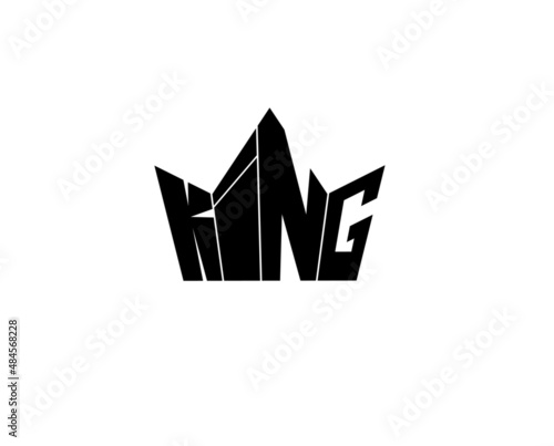 typography letter king crown black logo isolated on white background