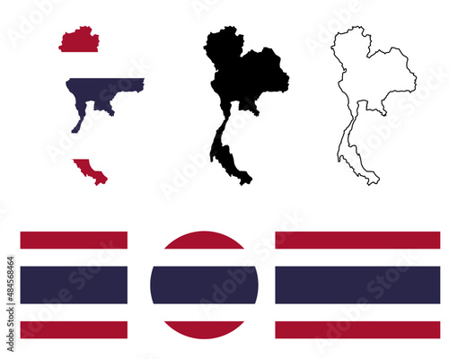 Thailand map flag set isolated on white background.muangthai map flag icon