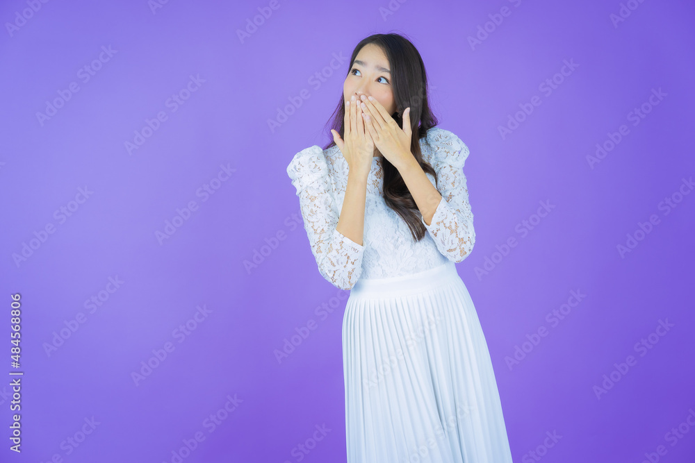 Portrait beautiful young asian woman smile with action Portrait beautiful young asian woman smile with action