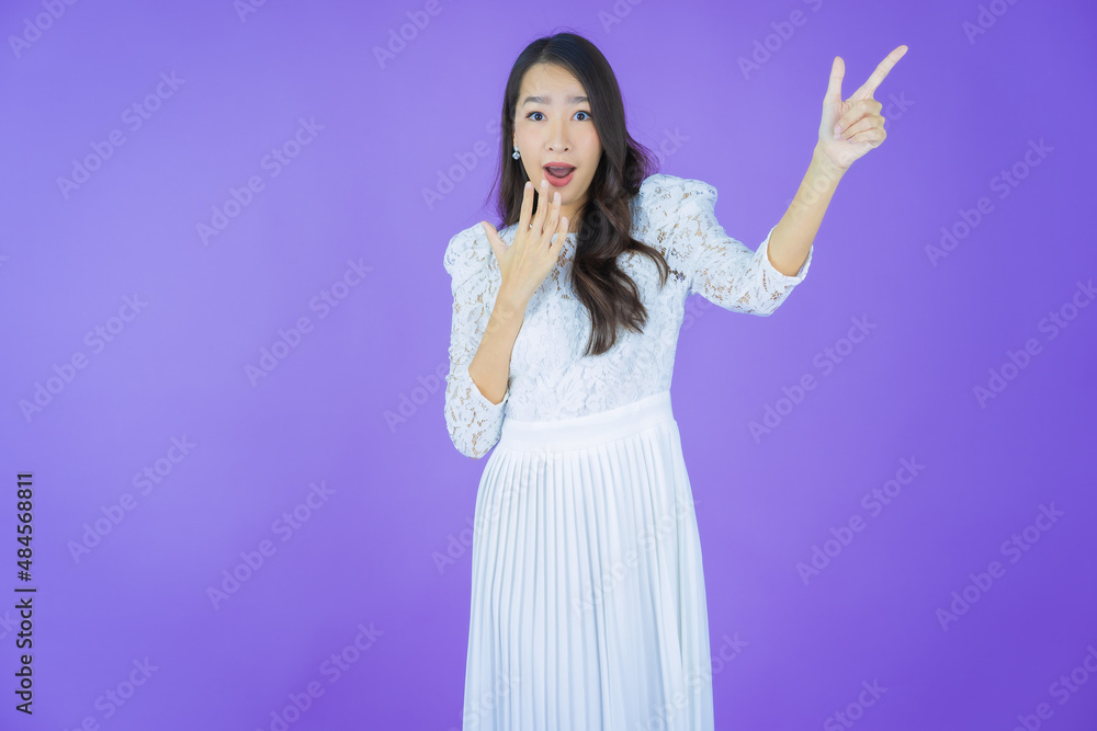 Portrait beautiful young asian woman smile with action Portrait beautiful young asian woman smile with action