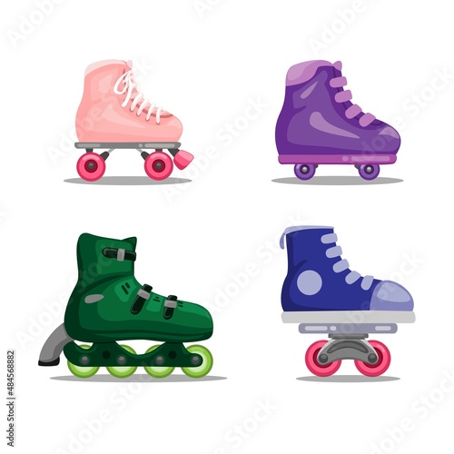 Roller skate variation collection set illustration vector