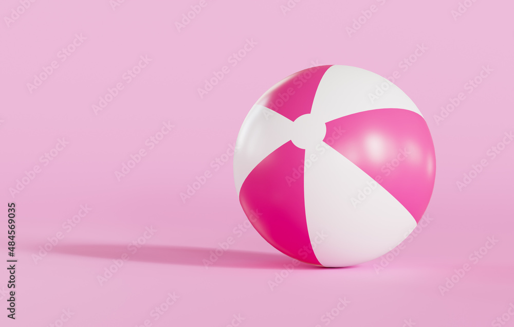 Pink beach ball on pink background. 3D rendering. Pink beach ball on pink background. 3D rendering.