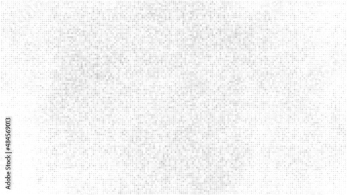 White And Grey Halftone Dotted Background. Abstract Square Dots Pattern. Silver Explosion Of Confetti. Digitally Generated Image. Vector Illustration, Eps 10.  