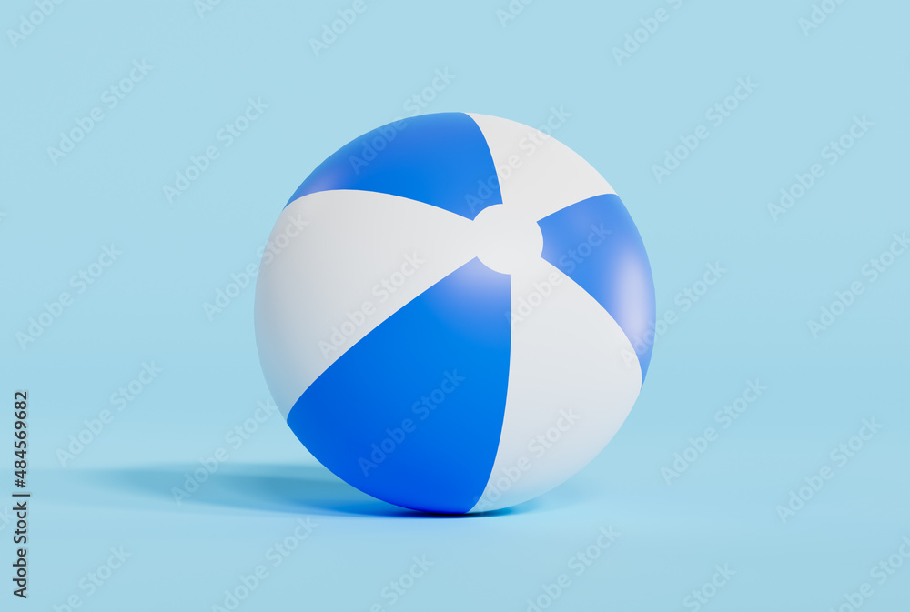 Blue beach ball on blue background. 3D rendering. Blue beach ball on blue background. 3D rendering.