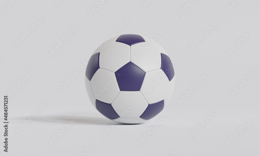 Purple soccer ball or football on white background, 3D rendering.
