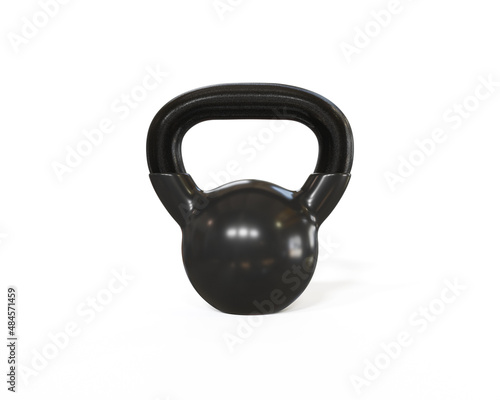 Black kettlebell isolated on white background, Sport training and lifting concept, 3D illustration.