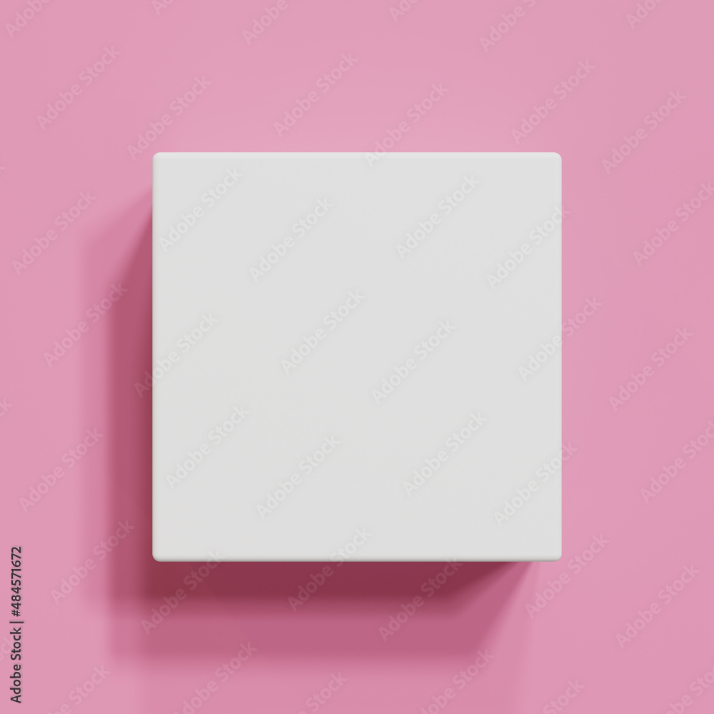 White square geometric shapes on pink background for product and copy space, 3D rendering. White square geometric shapes on pink background for product and copy space, 3D rendering.