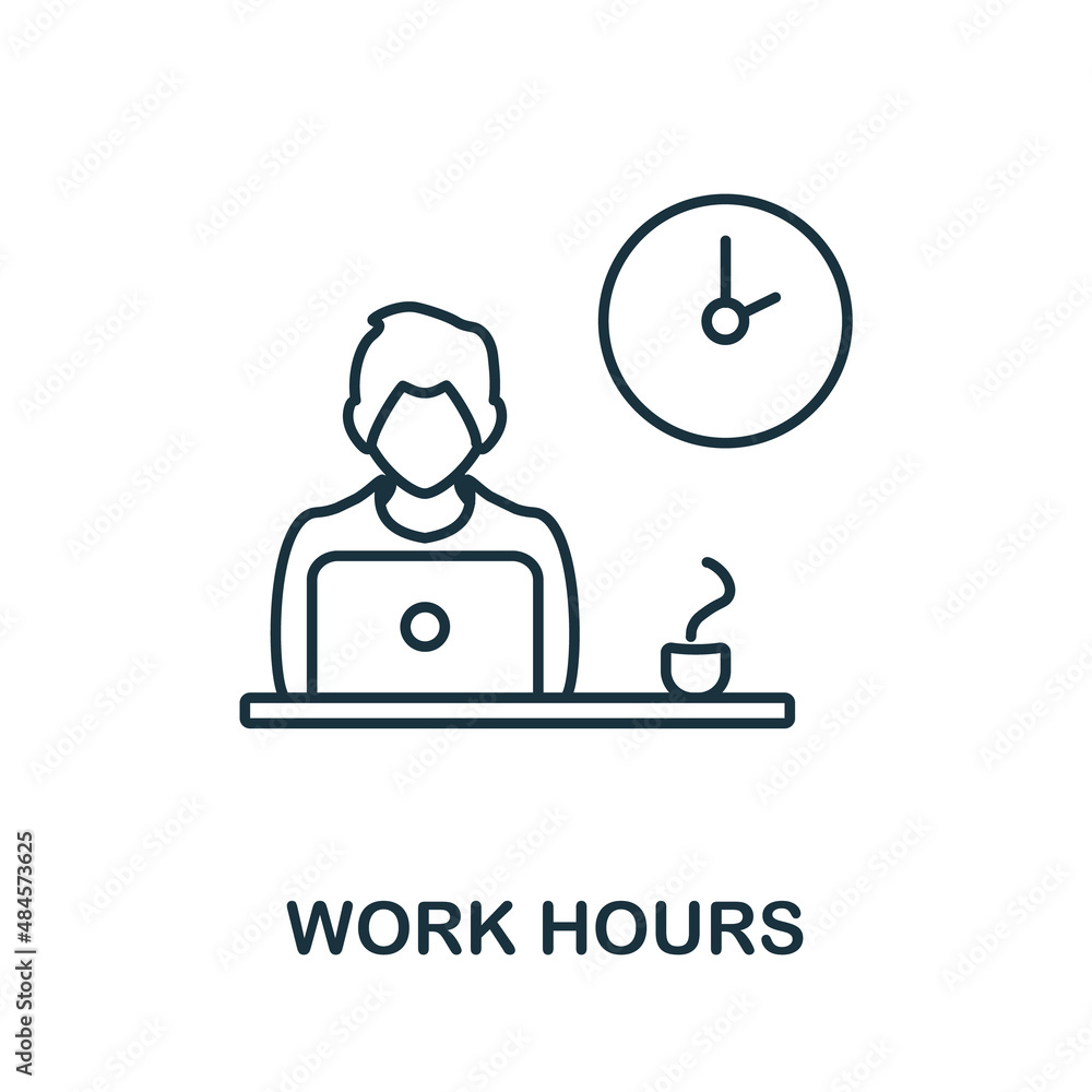 Work Hours icon. Line element from project development collection. Linear Work Hours icon sign for web design, infographics and more. Work Hours icon. Line element from project development collection. Linear Work Hours icon sign for web design, infographics and more.