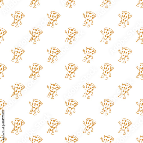 pizza seamless pattern mascot for packaging