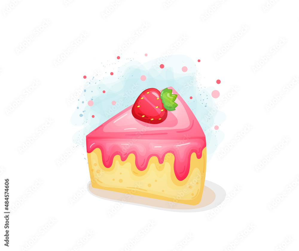 Cute Strawberry cake slices. Delicious cakes in hand drawn style Cute Strawberry cake slices. Delicious cakes in hand drawn style