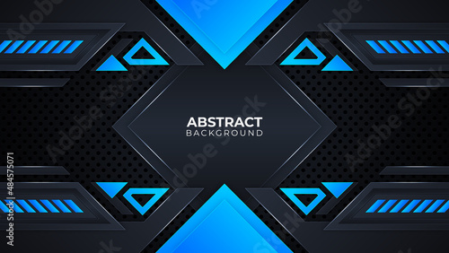 Abstract blue geometric shapes metal background, 
Modern futuristic technology vector background
