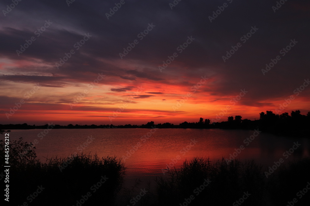 sunset over the lake