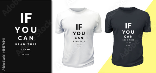 Funny typography t-shirt design inspired by eye test chart. Black or white vector design for tee print. 