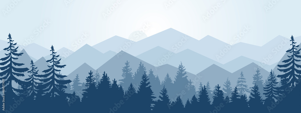 winter mountain landscape illustration