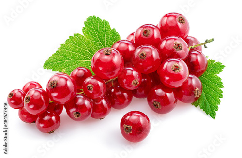 Fototapeta Ripe redcurrant berries on white background. Close-up.