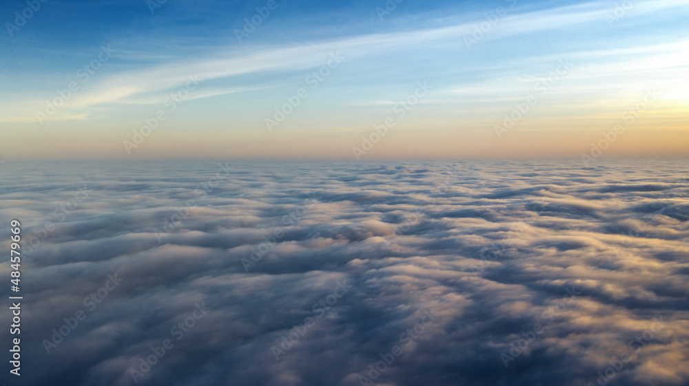 Dawn over the clouds. Concept, peace and rest.