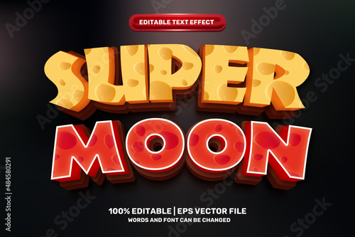 super moon comic cartoon Bold 3D Editable text Effect Style
