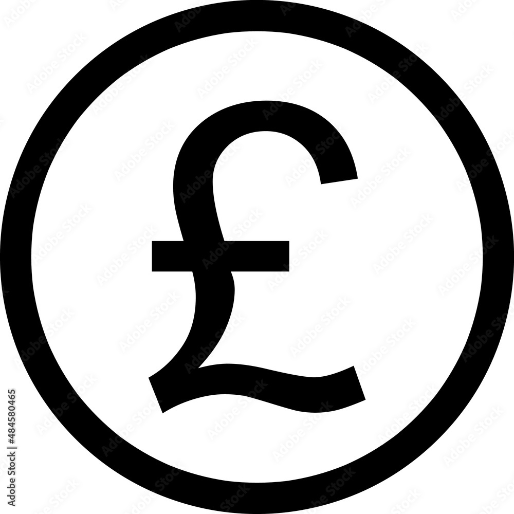 Pound coin black line icon. Symbol and sign vector illustration design. Editable Stroke. Isolated on white background. Pound coin black line icon. Symbol and sign vector illustration design. Editable Stroke. Isolated on white background.
