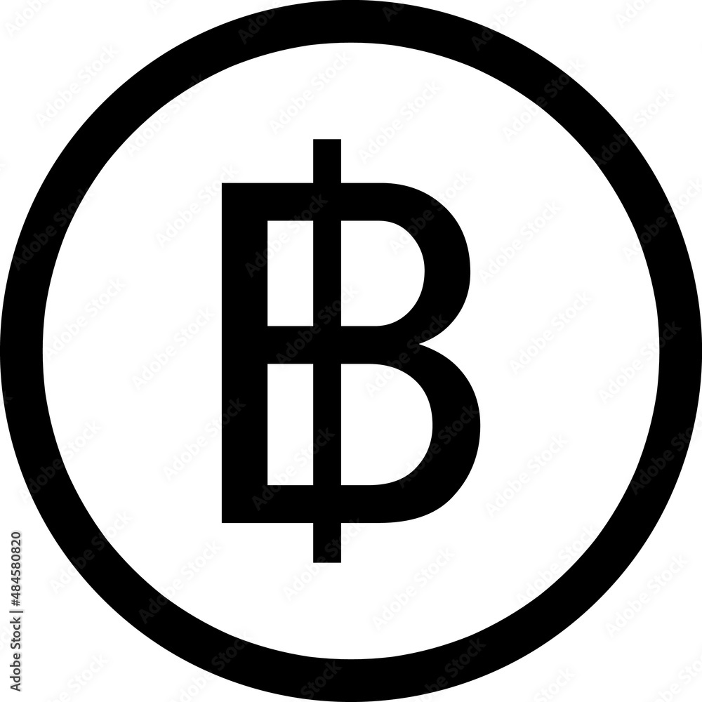 Thailand Bath coin black line icon. Symbol and sign vector illustration design. Editable Stroke. Isolated on white background. Thailand Bath coin black line icon. Symbol and sign vector illustration design. Editable Stroke. Isolated on white background.