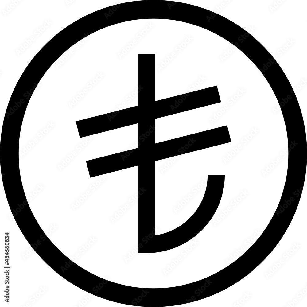 Turkish Lira coin black line icon. Symbol and sign vector illustration design. Editable Stroke. Isolated on white background. Turkish Lira coin black line icon. Symbol and sign vector illustration design. Editable Stroke. Isolated on white background.