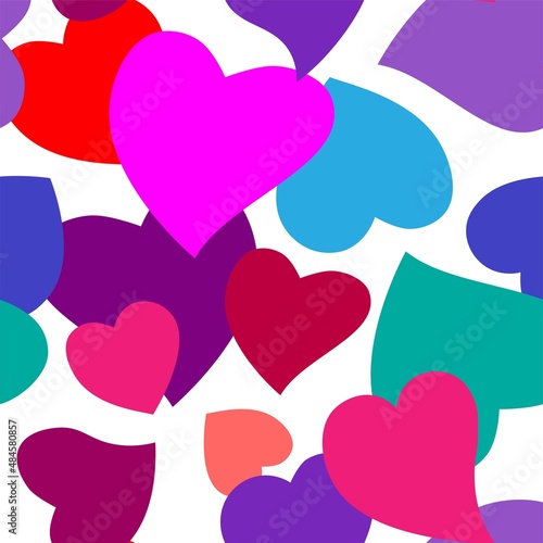 Colorful heart seamless pattern background. 