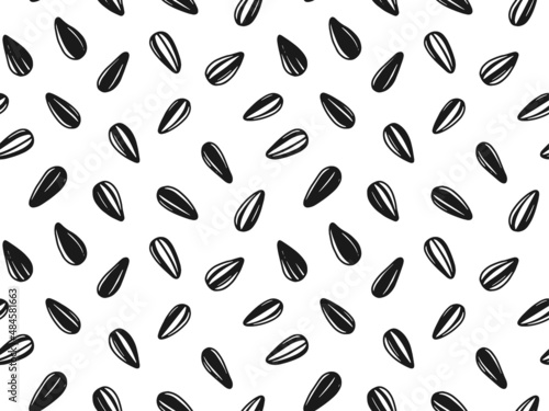 seamless sunflower seed pattern on white