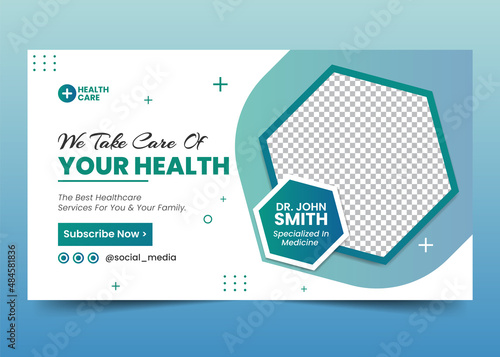 Medical Healthcare Clinic Youtube Thumbnail and Web Banner Design vector Premium Template (ID: 484581836)