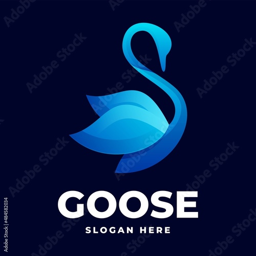 Vector Logo Illustration Goose Gradient Colorful Style.