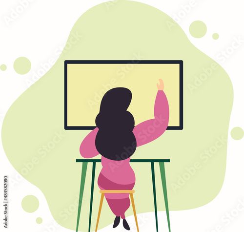 Online Education. A Girl Learning Online