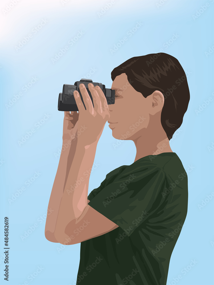 Bird watcher on illustration graphic vector Bird watcher on illustration graphic vector