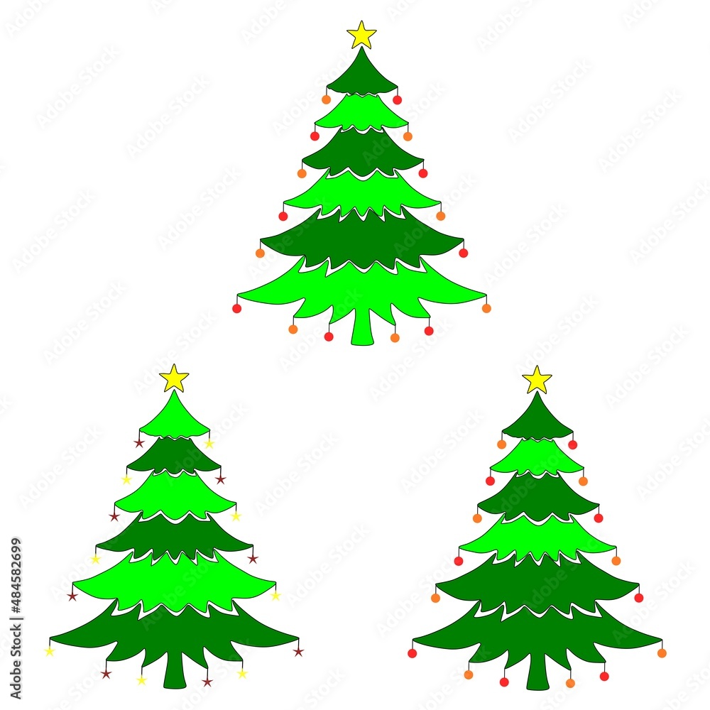 christmas tree isolated on white background stars lights christmas tree isolated on white background stars lights
