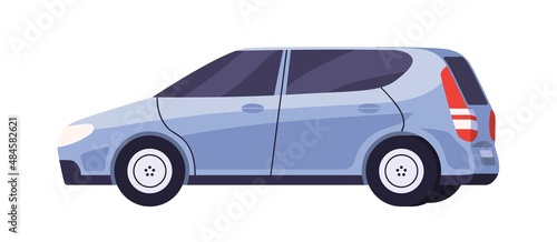 Car  hatchback body type. Side view of auto motor vehicle. Road wheel transport profile. New modern automobile model. Colored flat cartoon vector illustration isolated on white background