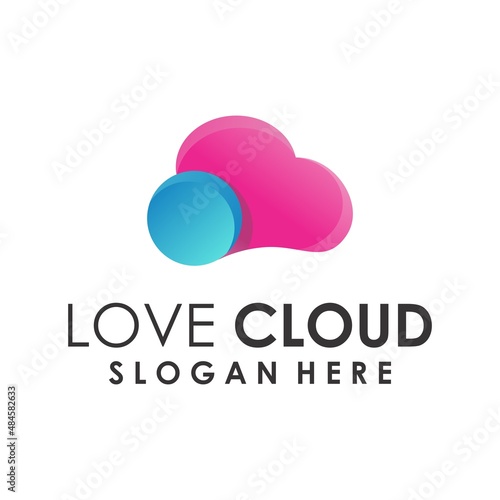 Love Cloud logo. Dating site emblem. Dating chat. Pink heart as a cloud on a white background.