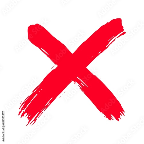 Dirty grunge hand drawn with brush strokes cross x vector illustration icon. Cross mark wrong symbol graphic design. Check mark symbol NO button for vote in check box, web, etc.