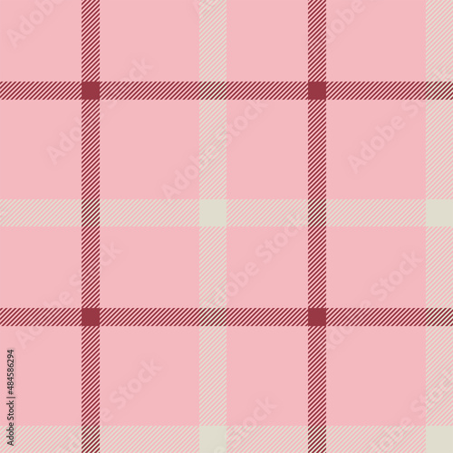 Plaid seamless pattern in pink. Check fabric texture. Vector textile print.