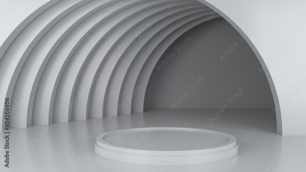 3D Render White podium for put sime detail object 3D Render White podium for put sime detail object