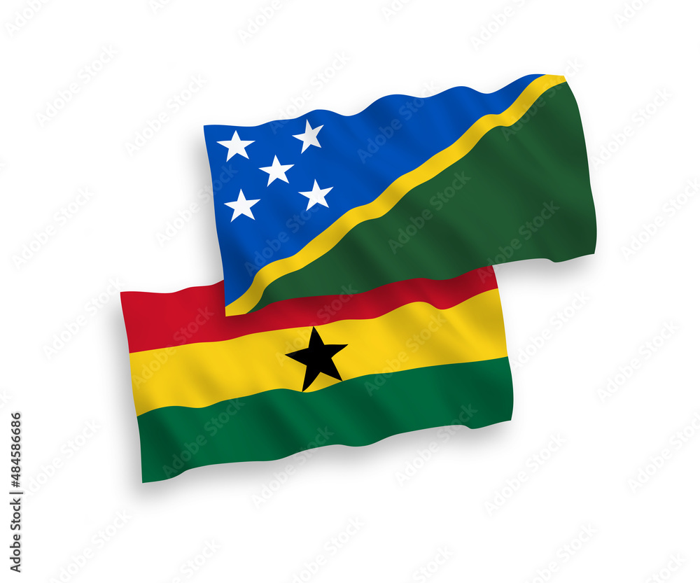Flags of Solomon Islands and Ghana on a white background Flags of Solomon Islands and Ghana on a white background