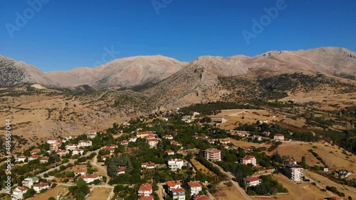 Village Barla near Egirdir lake, Isparta city in Turkey. Drone shooting