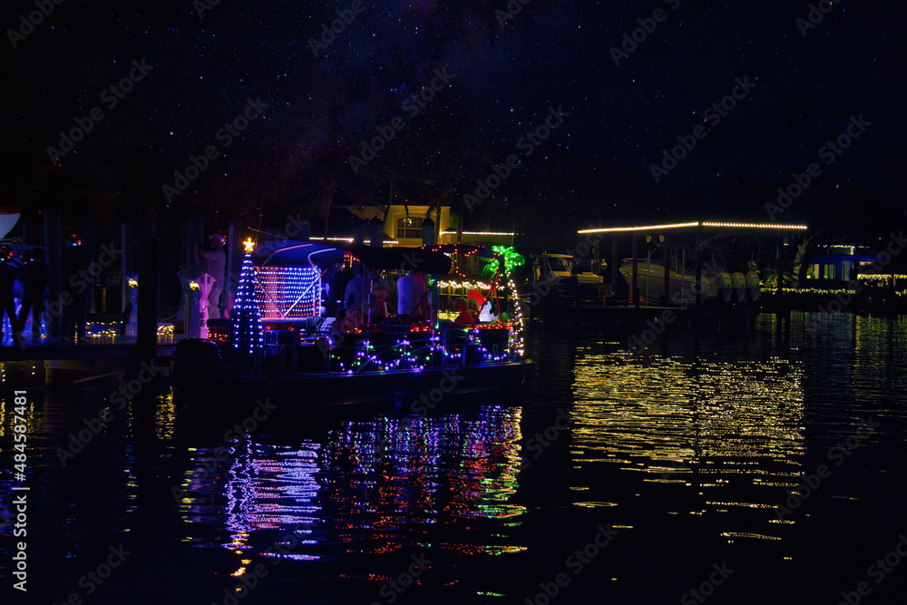 Obraz premium Christmas boat parade in Melbourne Florida
