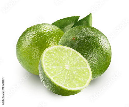 fresh lime fruit isolated on white. entire image in sharpness.