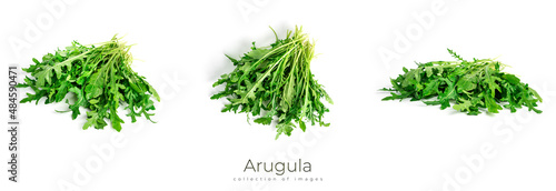Arugula isolated on white background. A bunch of arugula